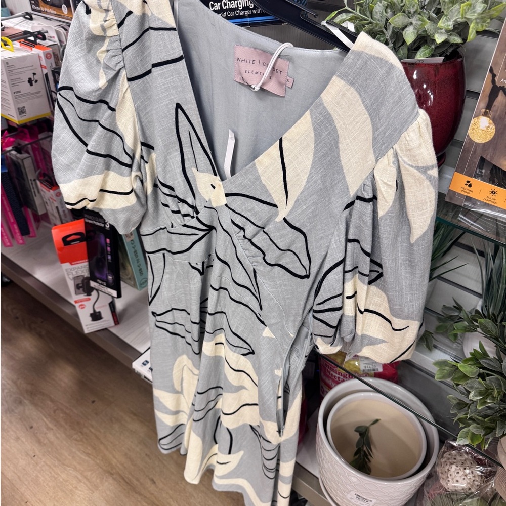 Gray and Cream Women's Top